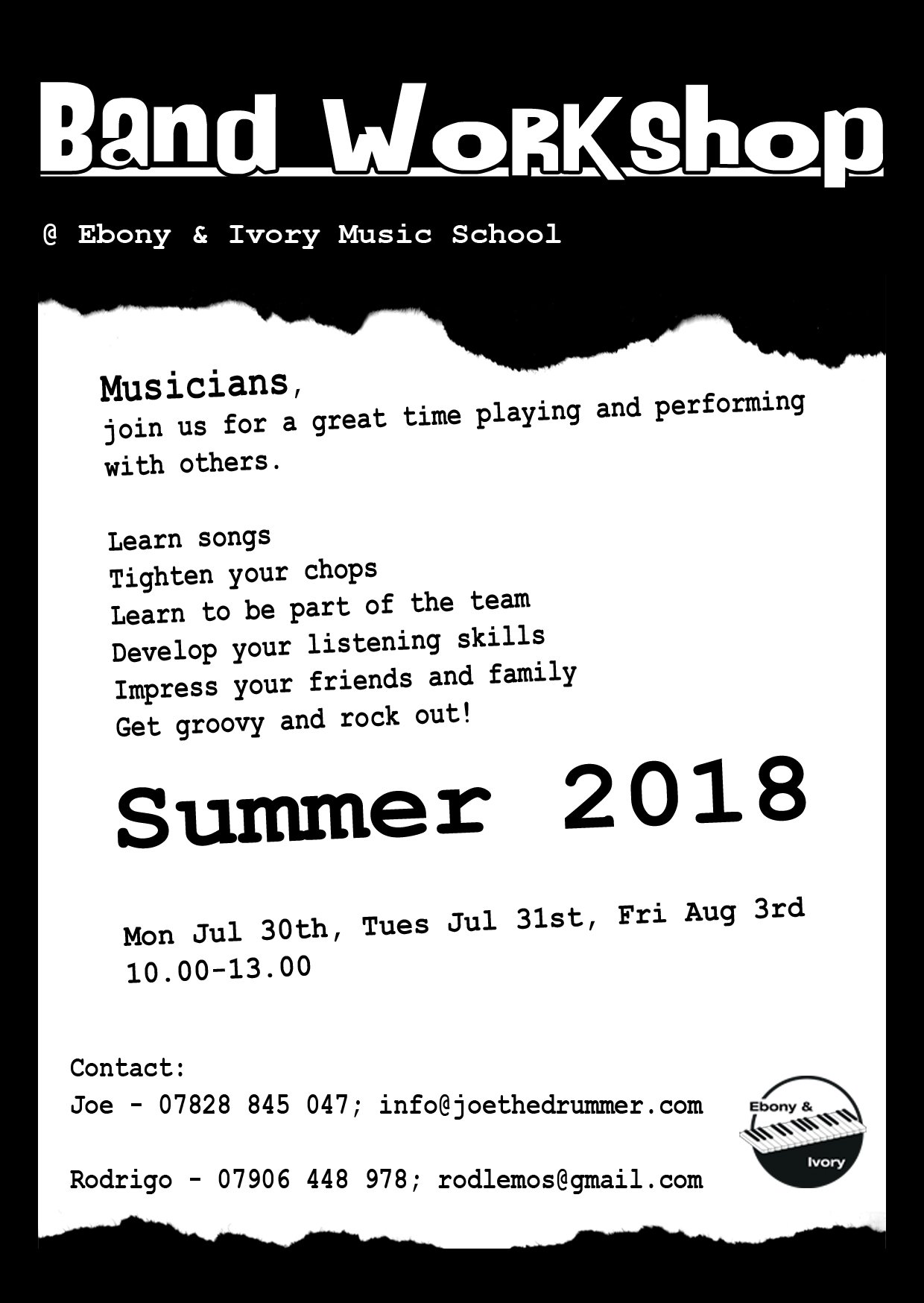 Rock Band Workshop Flyer With Date